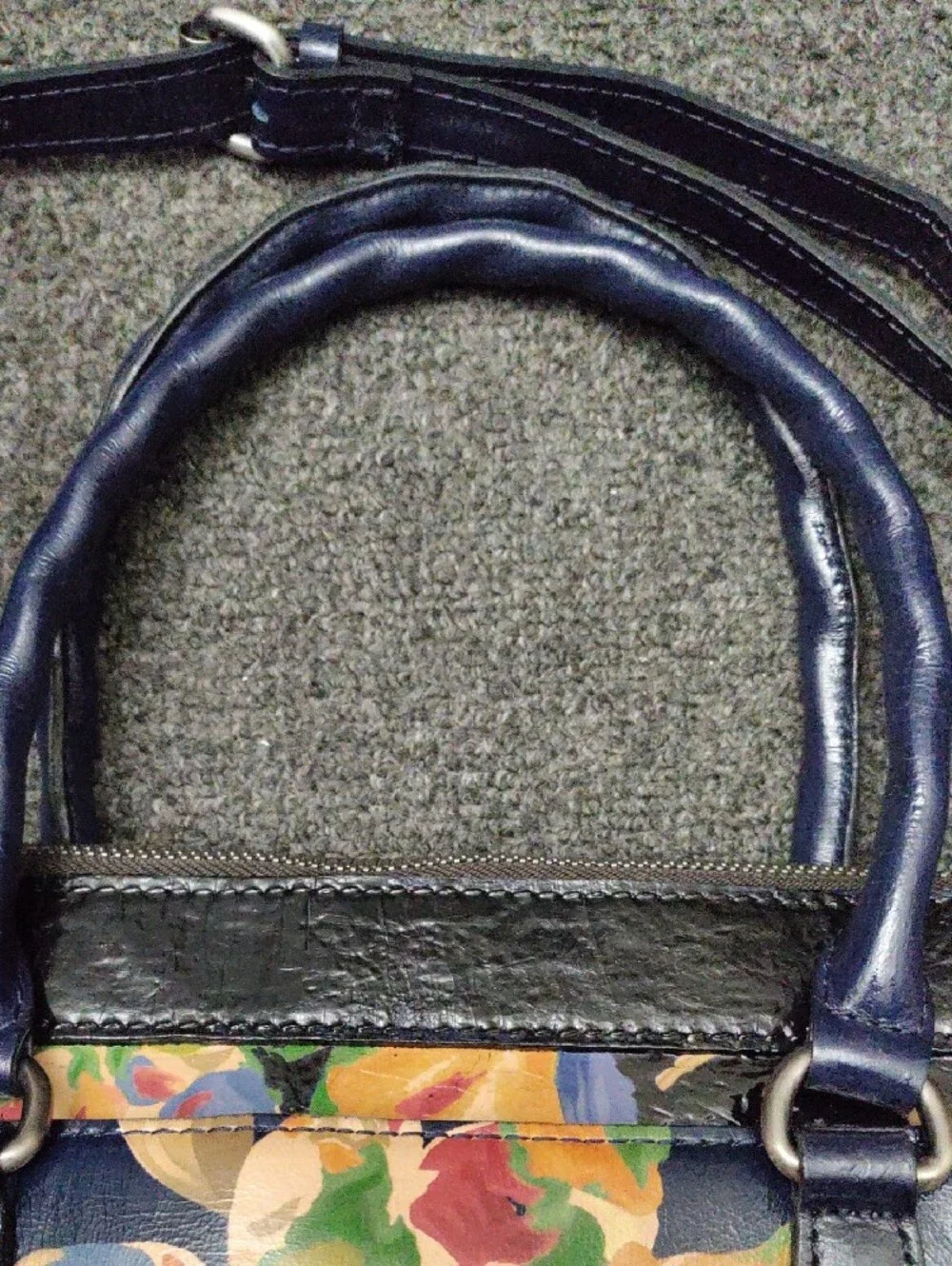 Patricia Nash Navy Multicolor Floral Satchel/Crossbody